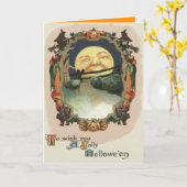 Man in de maan Jack o lantaarn heks Kaart (Gele Bloem)