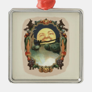 Man in de maan Jack o lantaarn heks Metalen Ornament