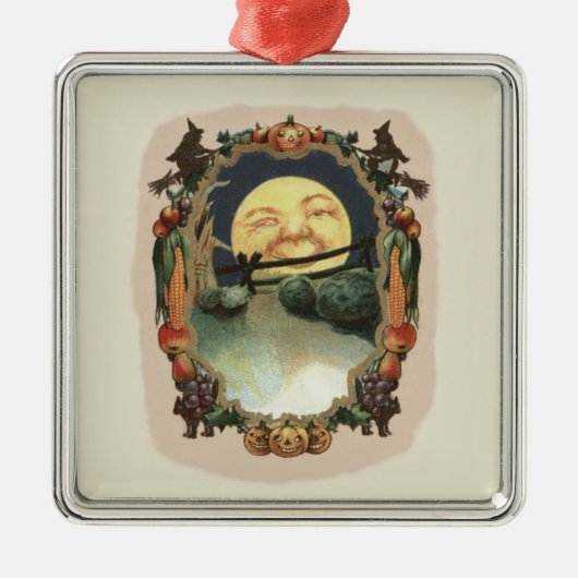 Man in de maan Jack o lantaarn heks Metalen Ornament (Voorkant)