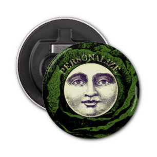 Man in de maan kool hoofd button flesopener