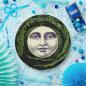 Man in de maan  kool hoofd papieren bordje (Feest)