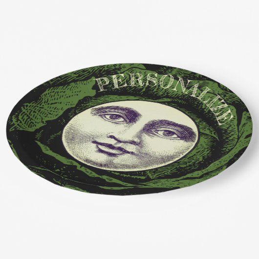 Man in de maan  kool hoofd papieren bordje (Gekanteld)