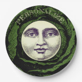 Man in de maan  kool hoofd papieren bordje (Voorkant)