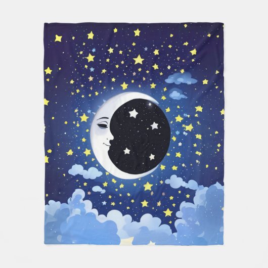 Man in de maan op een sterrenachtergrond fleece deken (Voorkant)