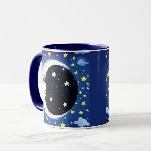 Man in de maan op een sterrenachtergrond mok (Voorkant links)