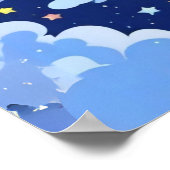 Man in de maan op een sterrenachtergrond poster (Hoek)