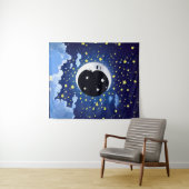 Man in de maan op een sterrenachtergrond wandkleed (In Situ (horizontaal))