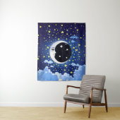 Man in de maan op een sterrenachtergrond wandkleed (In situ)