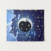 Man in de maan op een sterrenachtergrond wandkleed (Voorkant (horizontaal))