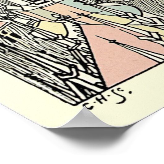  Man in de Maan Storybook Illustratie Poster (Hoek)