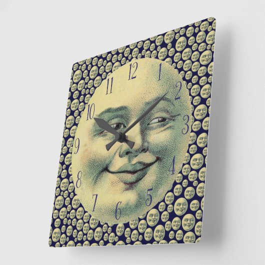  Man in de maan Vierkante Klok (Hoek)