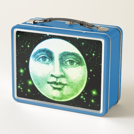 man in de maan vol gezicht blauwgroen blauw groen (Achterkant)