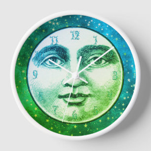 man in de maan vol gezicht blauwgroen blauw groen