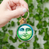  man in de maan vol gezicht blauwgroen blauw groen sleutelhanger (Hand)