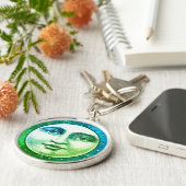  man in de maan vol gezicht blauwgroen blauw groen sleutelhanger (Zijkant)