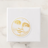 man in de maan vol gezicht bruin sepia goud bedankjes labels (Met doos)