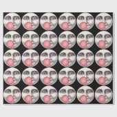 man in de maan vol gezicht bubblegum cadeaupapier (Vlak)