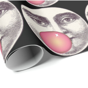 man in de maan vol gezicht bubblegum cadeaupapier