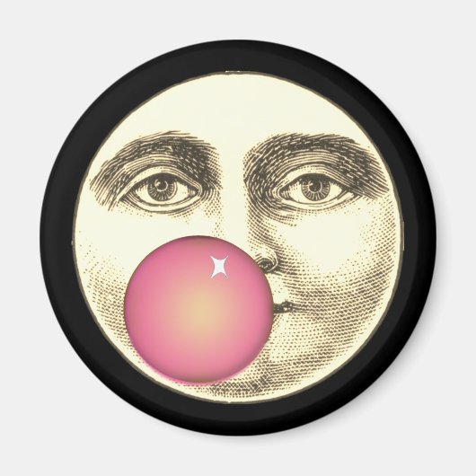  man in de maan vol gezicht roze kauwgom magneet (Voorkant)