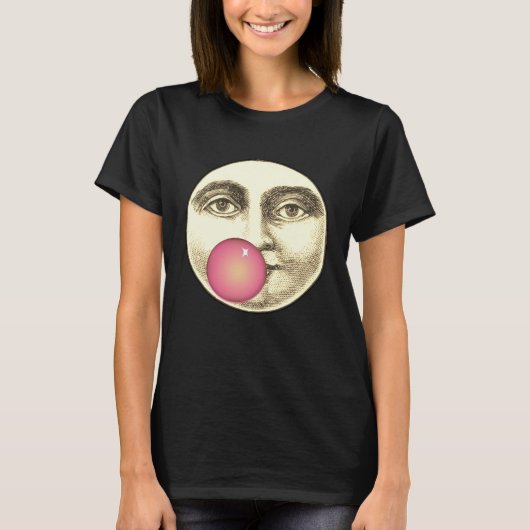  man in de maan vol gezicht roze kauwgom t-shirt (Voorkant)