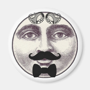  man in de maan vol gezicht snor strik stropdas magneet