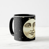 man in de maan vol gezicht zwart sepia mok (Voorkant links)