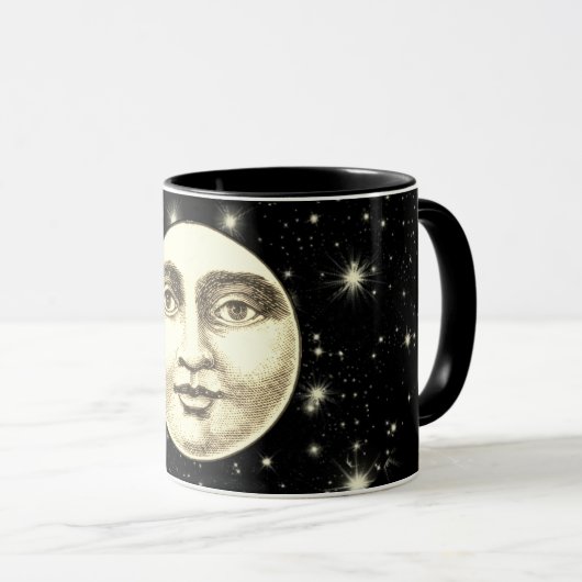  man in de maan vol gezicht zwart sepia mok (Voorkant rechts)