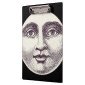 man in de maan vol gezicht zwart wit klembord (Links)