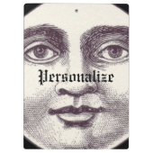 man in de maan vol gezicht zwart wit klembord (Achterkant)