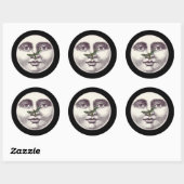  man in de maan volle gezicht mottenneus zwart ronde sticker (Vel)