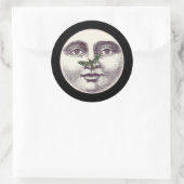  man in de maan volle gezicht mottenneus zwart ronde sticker (Tas)