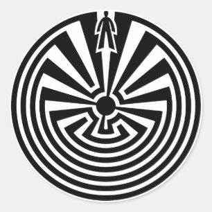Man in de Maze, Indianen, Itoi, Papago Ronde Sticker