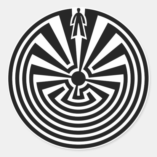 Man in de Maze, Indianen, Itoi, Papago Ronde Sticker (Voorkant)