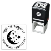 Man in de Moon Stars Library Boeknaam Zelfinktende Stempel (In situ)