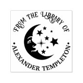 Man in de Moon Stars Library Boeknaam Zelfinktende Stempel (Design)