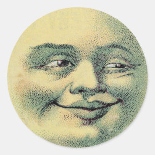Man in de moonsticker Ronde Sticker