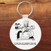 Man in de rechtbank die een bank heeft beroofd. Fu Sleutelhanger (Voorkant)