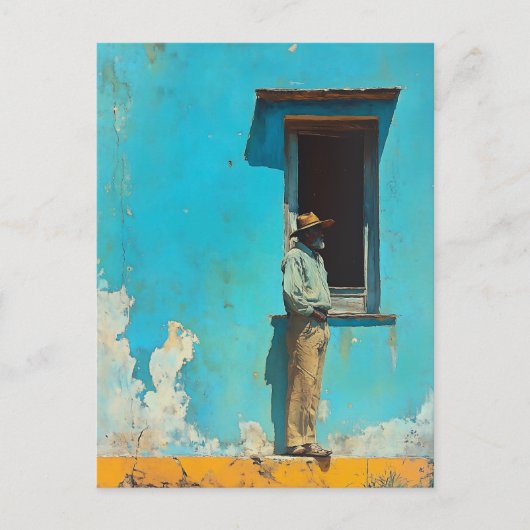 Man in de schaduw - een rustieke Cubaanse scene Briefkaart (Voorkant)