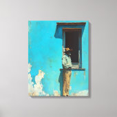 Man in de schaduw - een rustieke Cubaanse scene Canvas Afdruk (Voorkant)