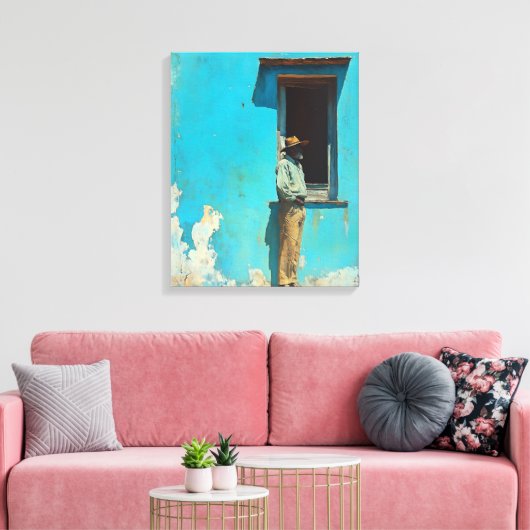 Man in de schaduw - een rustieke Cubaanse scene Canvas Afdruk (Insitu (Woonkamer))