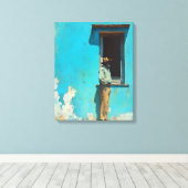 Man in de schaduw - een rustieke Cubaanse scene Canvas Afdruk (Insitu (Houten vloer))