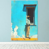 Man in de schaduw - een rustieke Cubaanse scene Canvas Afdruk (Insitu (Houten vloer))