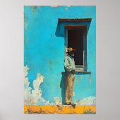 Man in de schaduw - een rustieke Cubaanse scene Poster (Voorkant)