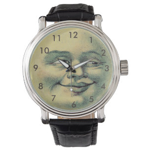 Man in de zwarte lederen riem van Moon Watch- Horloge