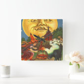 Man in de zwarte motorkap vierkante klok (Huis)