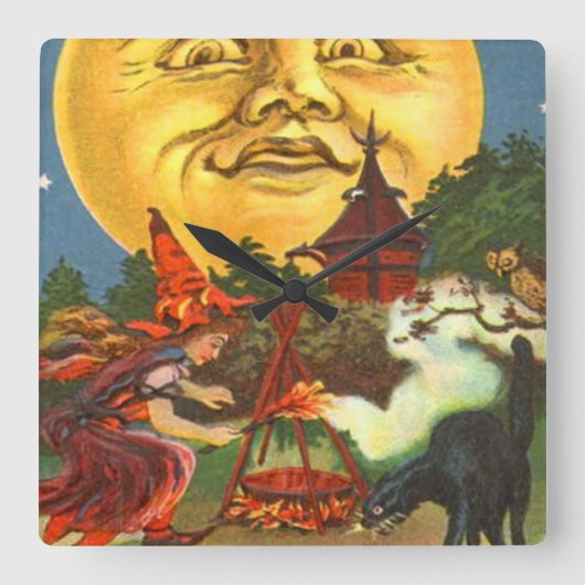 Man in de zwarte motorkap vierkante klok (Voorkant)