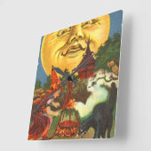 Man in de zwarte motorkap vierkante klok (Hoek)