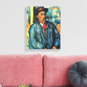 Man in een Blauwe Smock - Paul Cezanne - c1896 Canvas Afdruk (Insitu (Woonkamer))