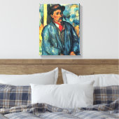 Man in een Blauwe Smock - Paul Cezanne - c1896 Canvas Afdruk (Insitu (Slaapkamer))