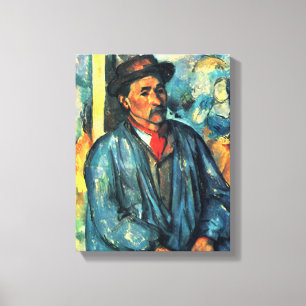Man in een Blauwe Smock - Paul Cezanne - c1896 Canvas Afdruk